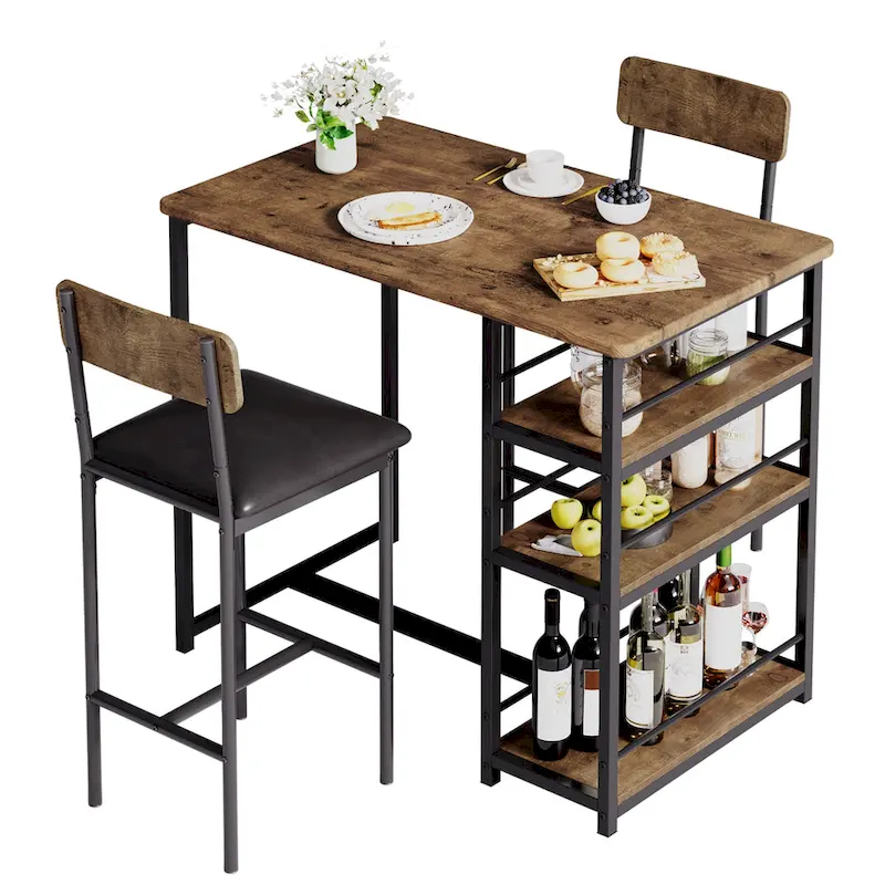 Dining Table for 2 with 3 Large Storage Shelves