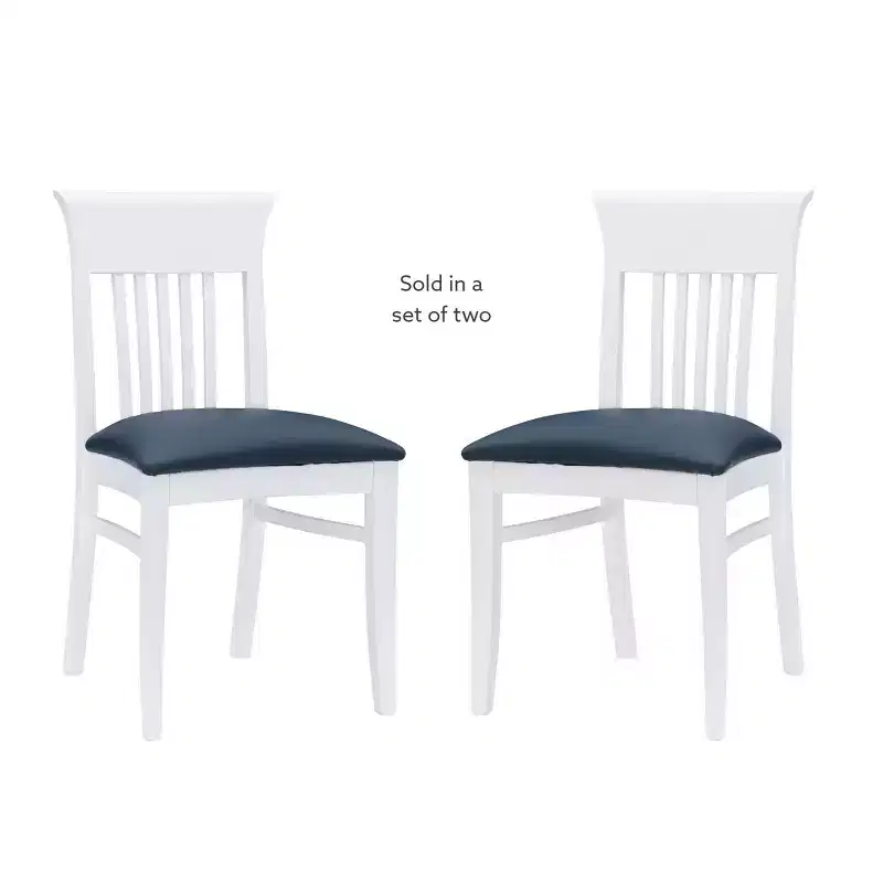 Set of 2 Jenny Slat Back Faux Leather Dining Chairs White - Linon