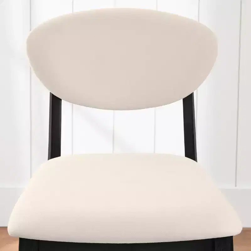 2-Piece Mid-Century Modern Wood and Upholstered Counter Height Bar Stool Set