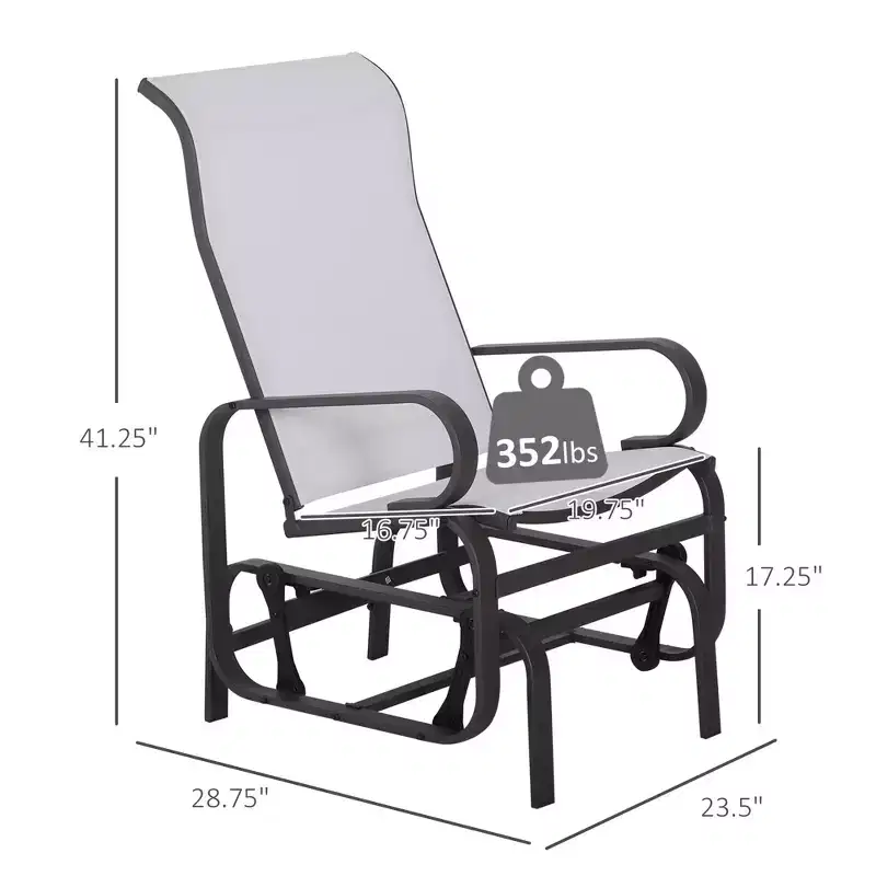 Gliding Lounger Chair, Single Rocker with Lightweight Metal & Mesh Construction