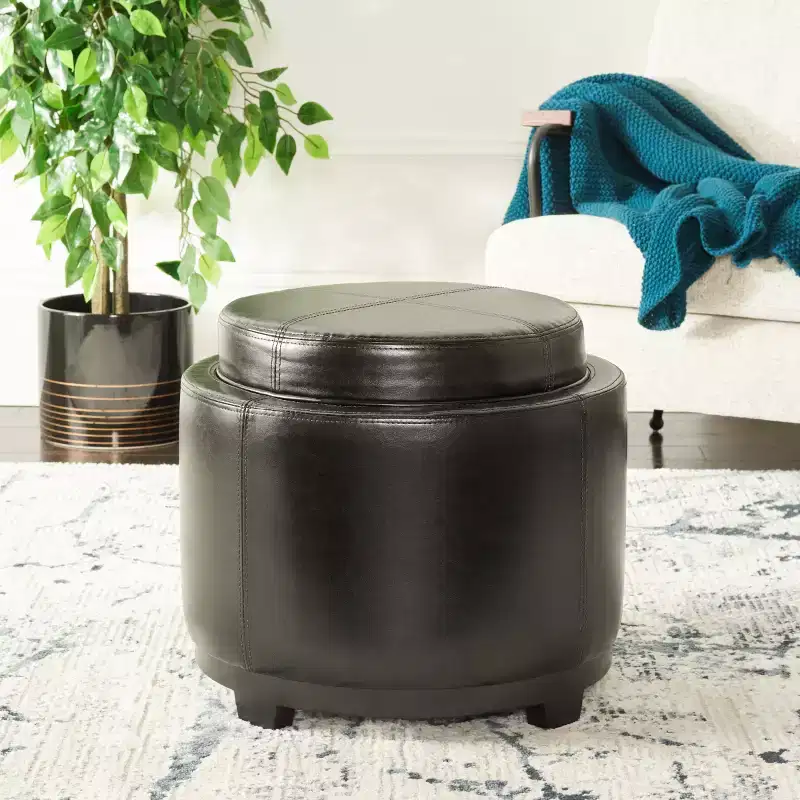 Chelsea Round Tray Ottoman - HUD8232 - Safavieh Couture