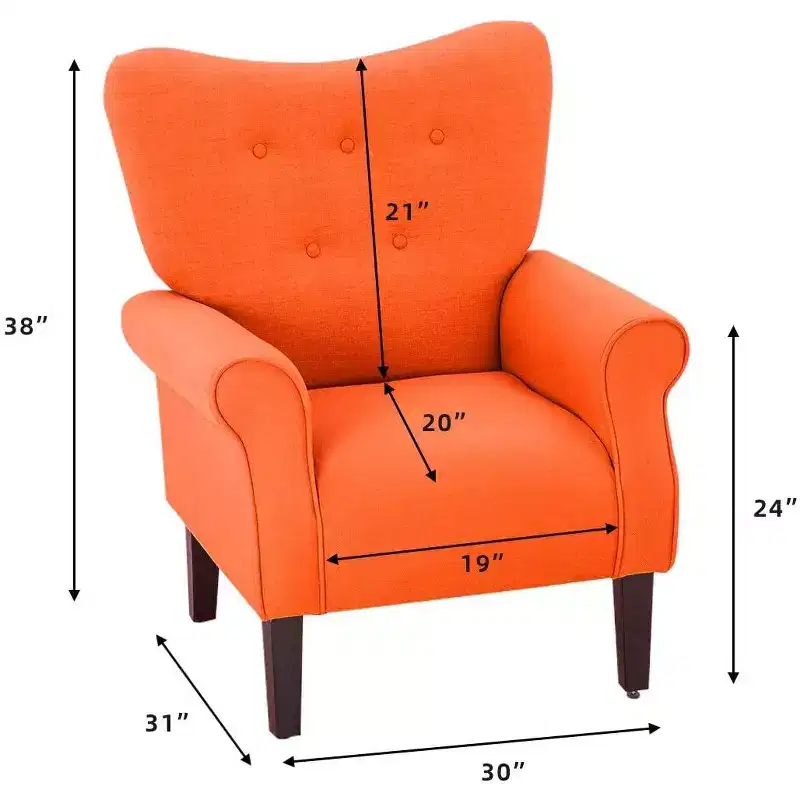 Erommy Mid Century Velvet Tufted Armchair, High Back Accent Chair