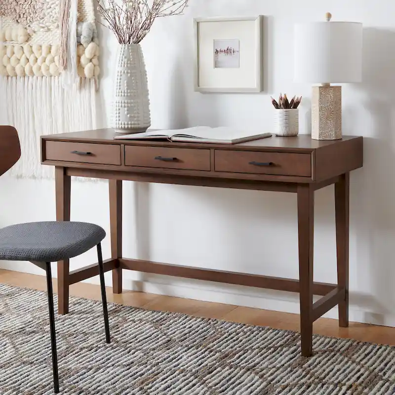 Delsie Mid-Century 3-Drawer Desk