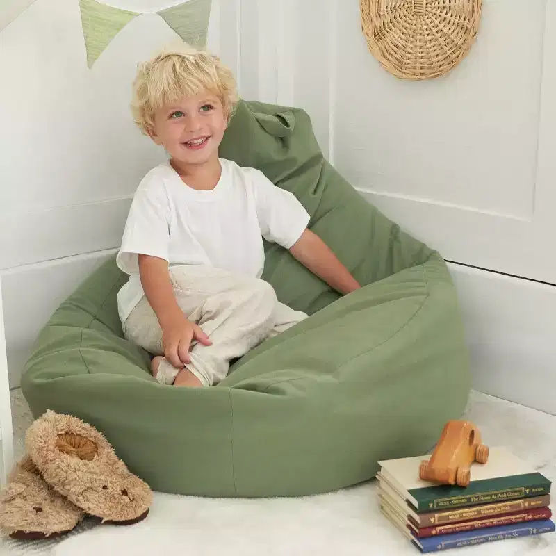 Stuffed Animal Storage Bean Bag Chair Cover for Kids Plush Toy Organizer Turned Comfy Seat (Cover Only)