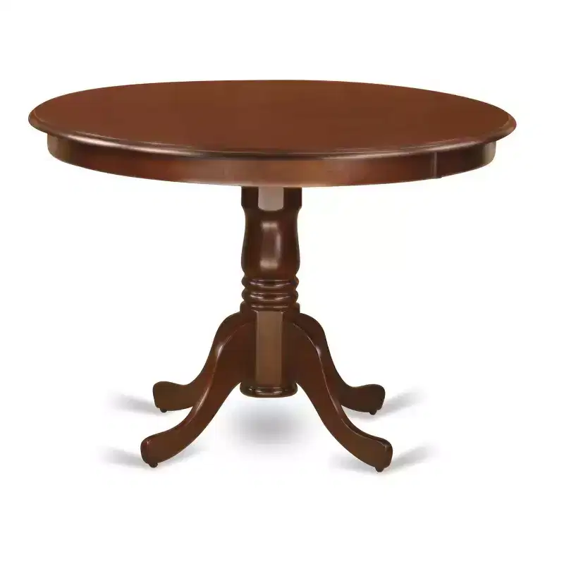 3-Piece Mahogany Finish Solid Wood Top-Round Upholstered Dining Room Set-Seats 4