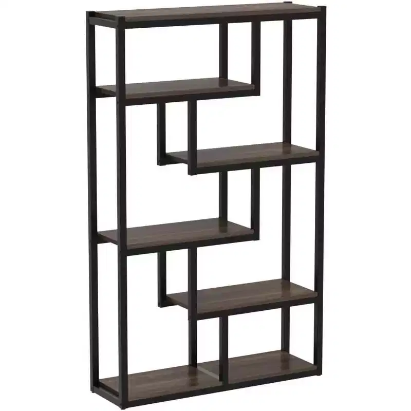 Tribesigns 69 6-Tier Bookshelf, Vintage Storage Display Staggered Bookcase