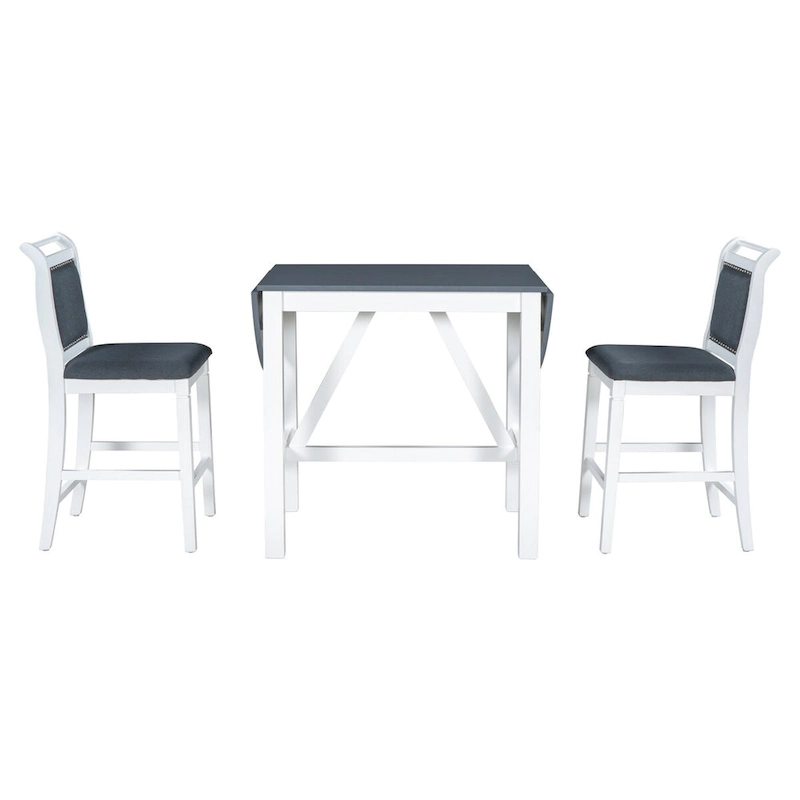 3-Piece Wood Counter Height Drop Leaf Dining Table Set