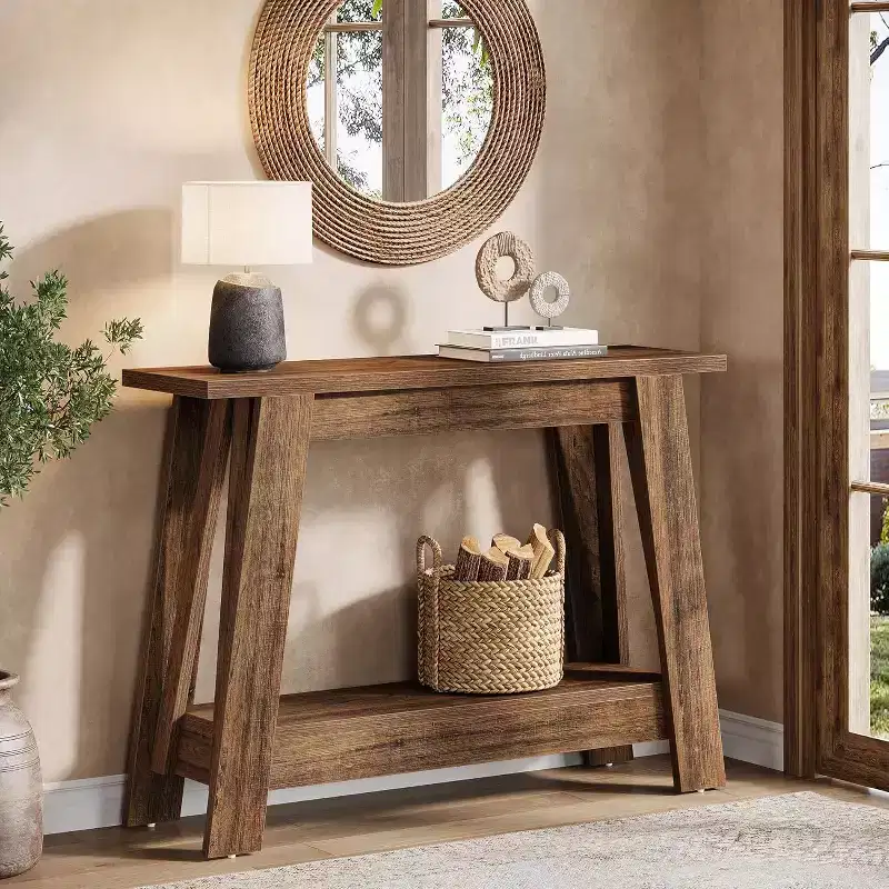 Lantine 41.3 Wood Console Table, 2-Tier Entryway Table with Storage, Sofa Table Behind Couch for Living Room, Hallway, Foyer