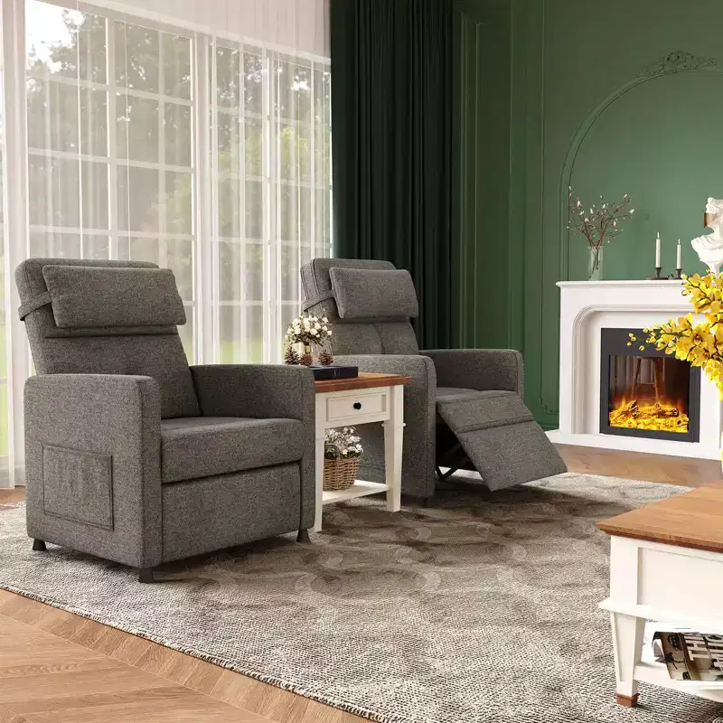 Power Recliner Chair for Living Room, Adjustable Recliner Ergonomic Overstuffed Single Sofa, Padded Home Theater Seating