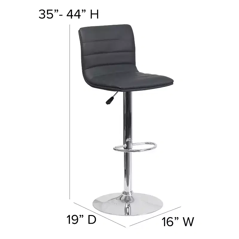 Emma and Oliver Coti Modern Channel Tufted Upholstered Height Adjustable Mid-Back Stool and Pedestal Base with Footrest