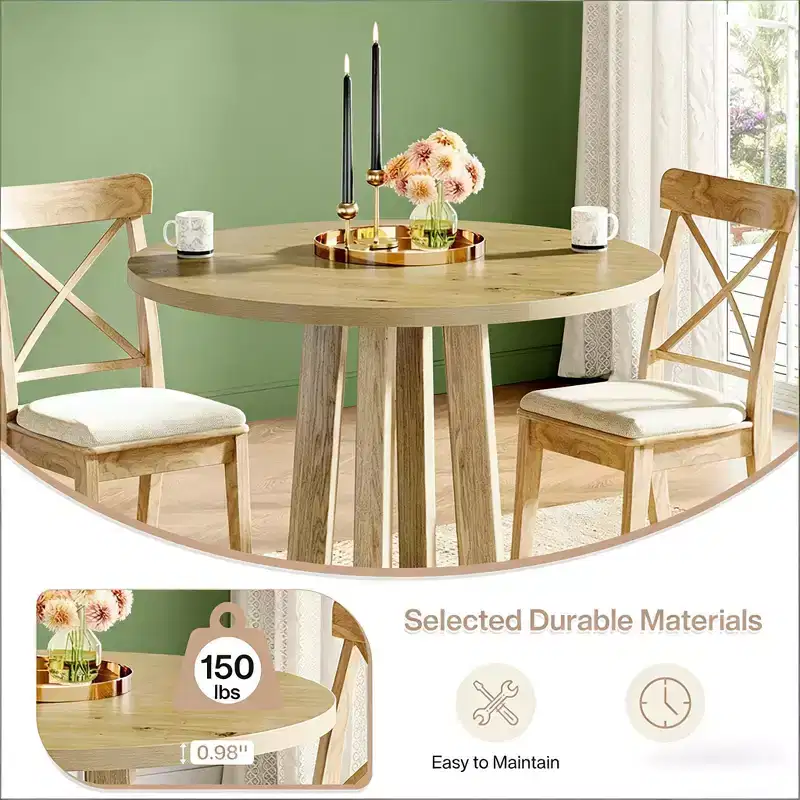 GDFStudio Ashton Modern 31.5 Round Wood Dining Table