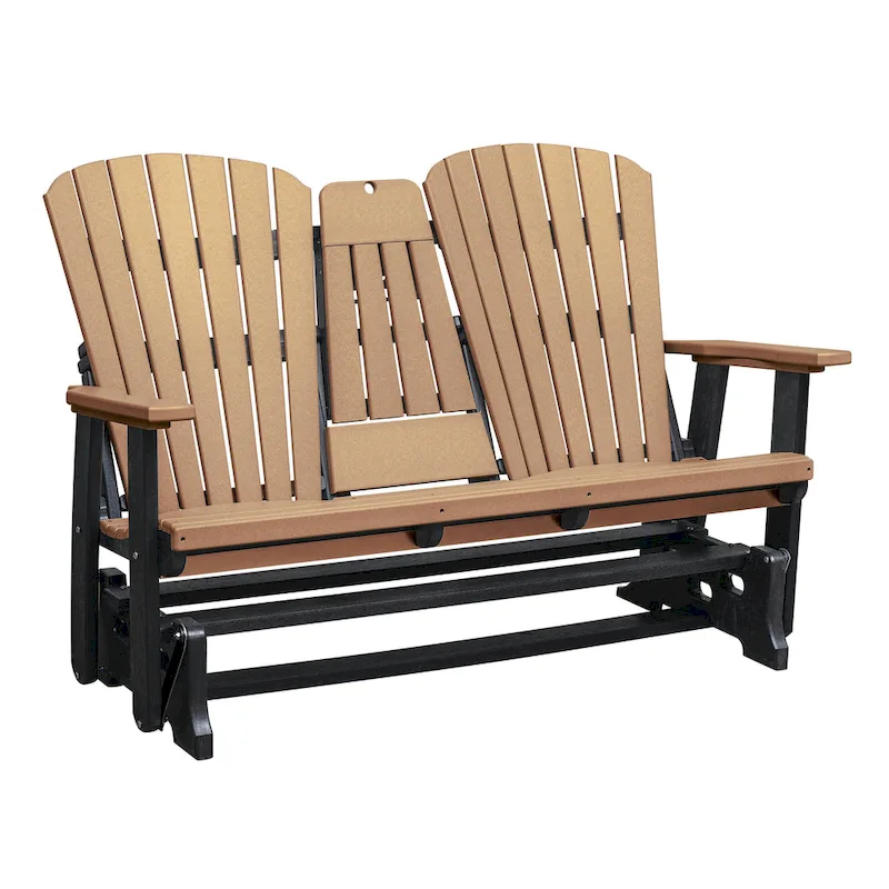 American Furniture Classics Two Seat Fan Back Glider with Drop Down Table/Cup Holder - N/A