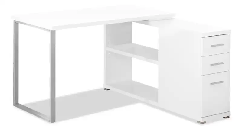 47.25 L-Shaped Adjustable Office Desk with 3-Drawers & Open Shelves