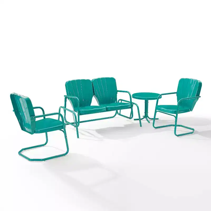 Ridgeland 4pc Outdoor Metal Conversation Set - Turquoise - Crosley