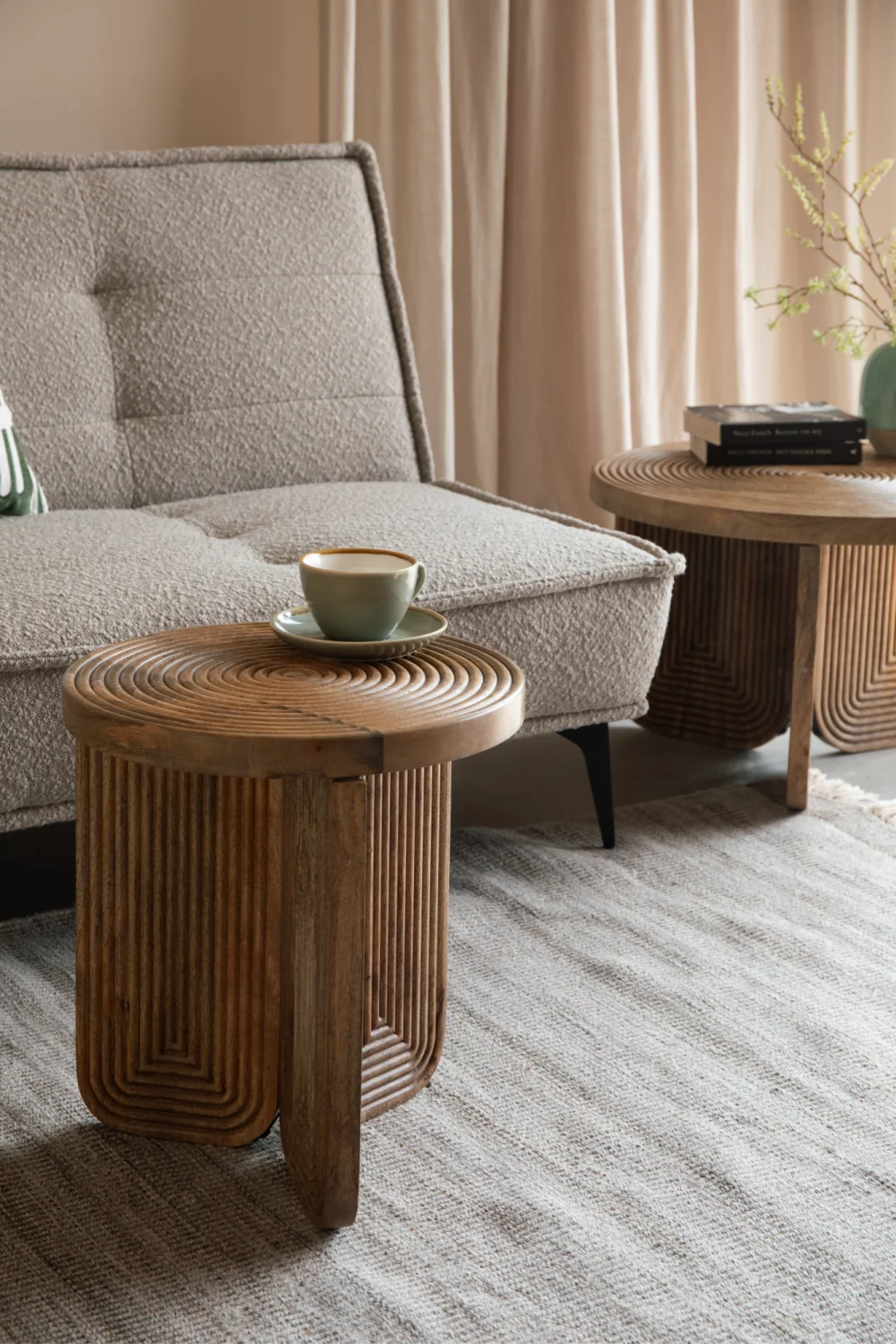 Carved Mango Wood Side Table