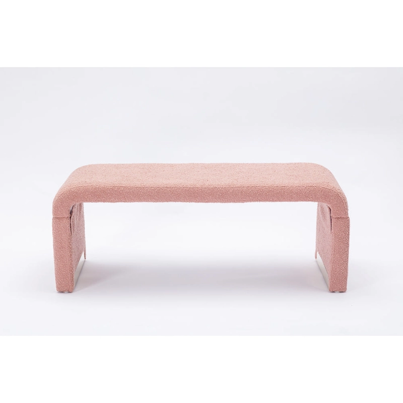 New Boucle Fabric Ottoman Footstool Bedroom Bench Shoe Bench With Gold Metal Legs