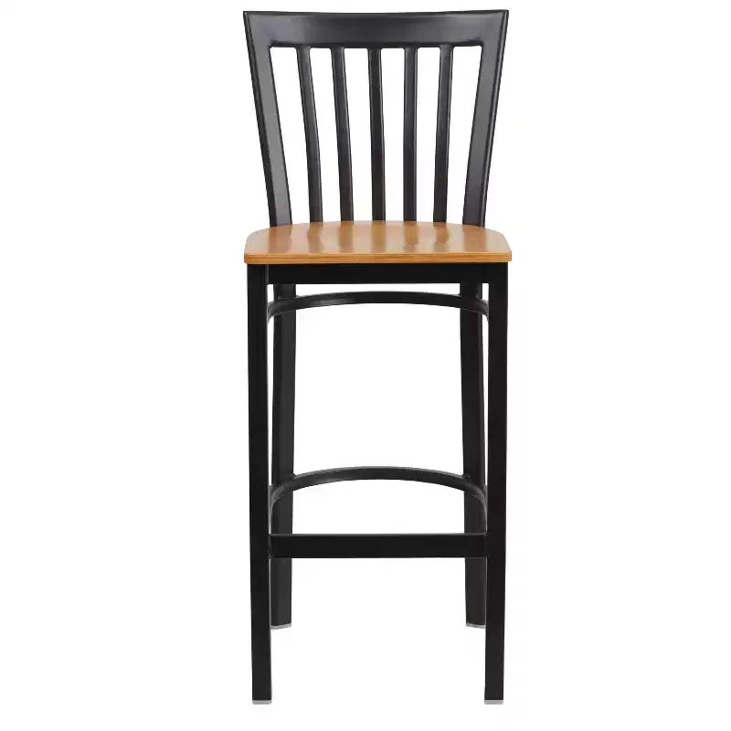 School House Back Metal Restaurant Barstool, Set of 2