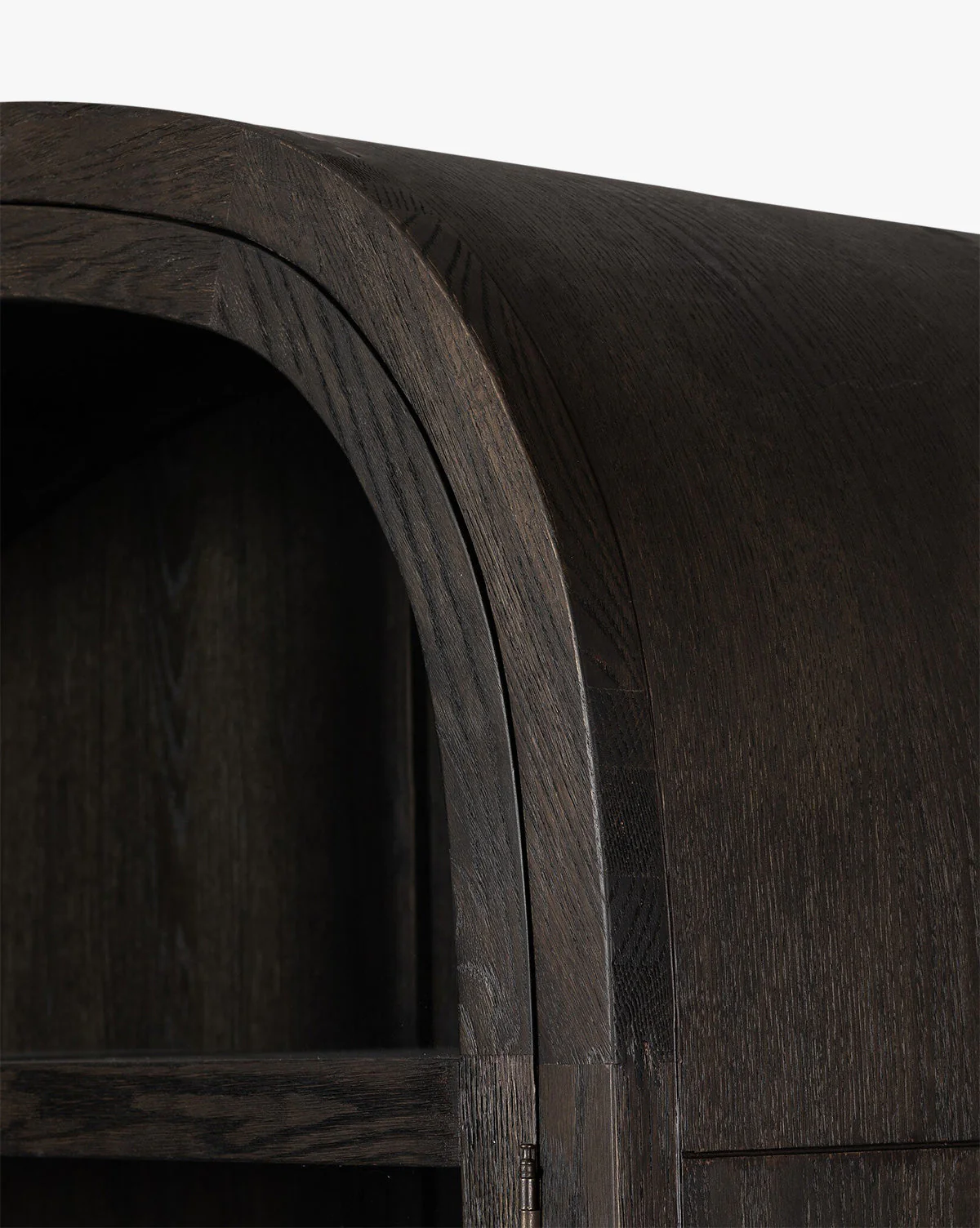 Modern Solid Oak Cabinet with Anthracite Finish & Tempered Glass for Living Room