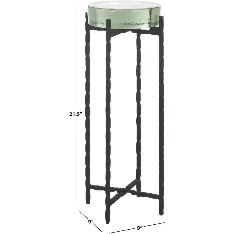 Cast Glass Drink Table, Black and Clear
