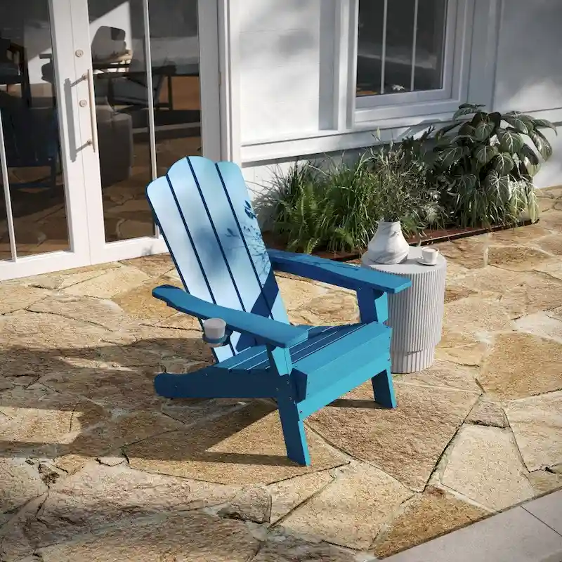 Set of 4 All-Weather Adirondack Chairs with Cupholders