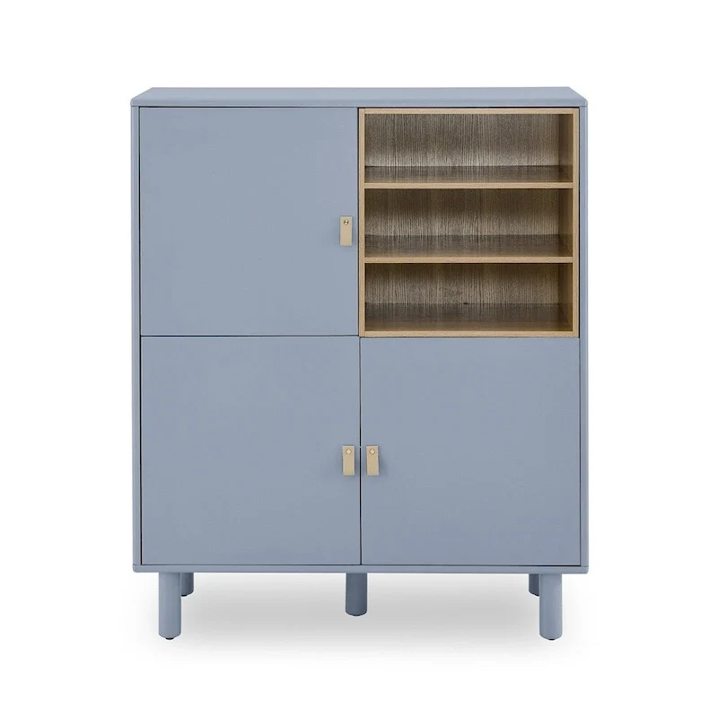 Modern Wood Sideboard Cabinet with Round Legs and Shelf