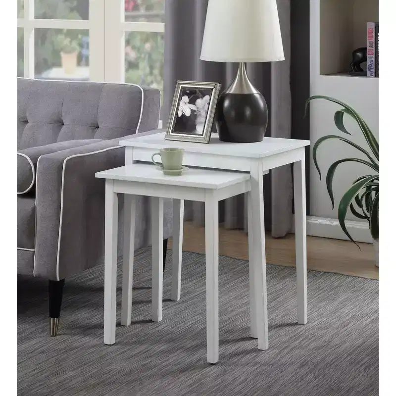 Belmont Three Tier End Table with Hidden Storage Drawer, Open Shelves and Nickel Knob Perfect for Organizing Accessories
