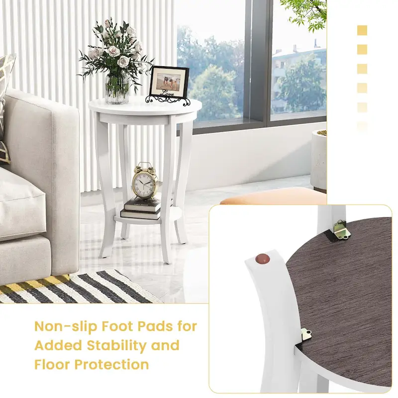 2-Tier Round Side Table Set of 2, 18