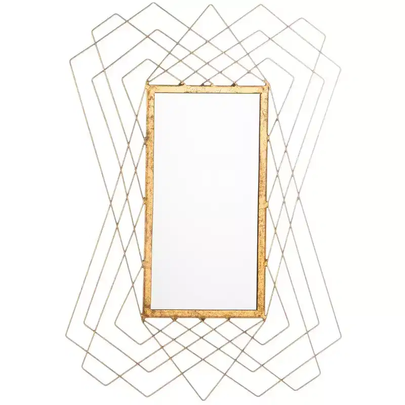 Geometric Iron Frame Wall Mirror, 20 x 10 Inches