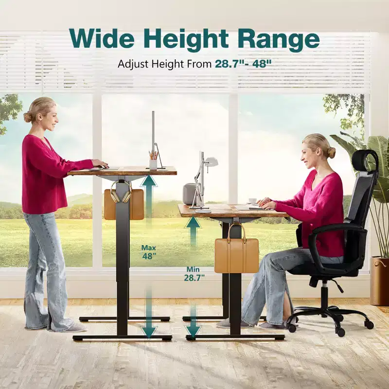 Electric Standing Desk, Brown, Height Adjustable, Single User – 47.2