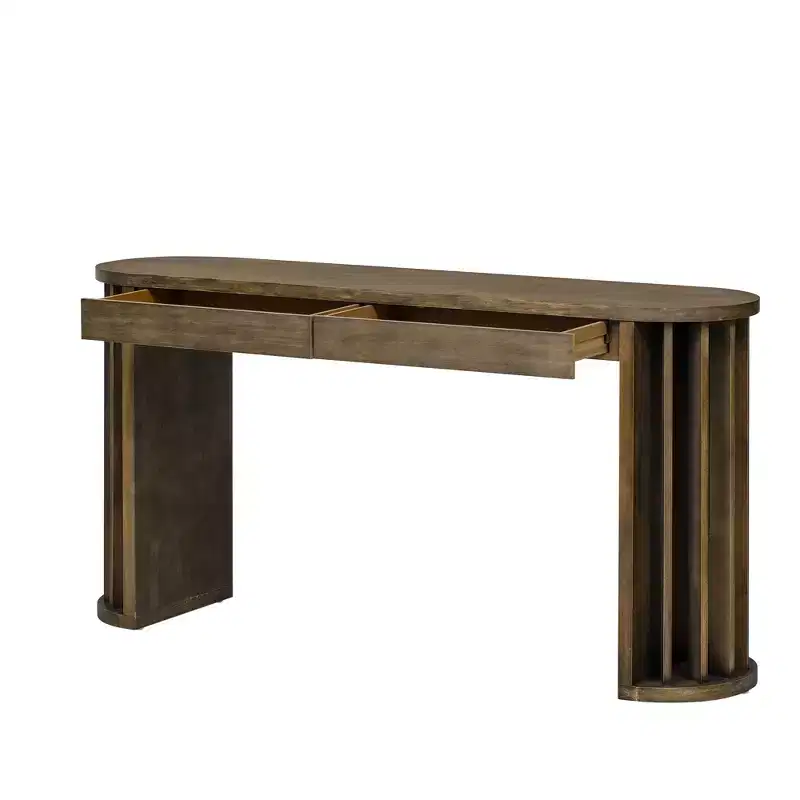 Merax Modern Oval-Edge Console Table with Fan-Shaped Legs