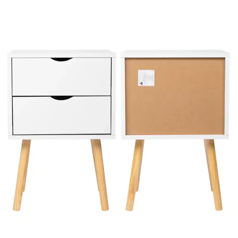 Karl Home 2-Drawer White MDF 15.75in. W Nightstands - Set of 2