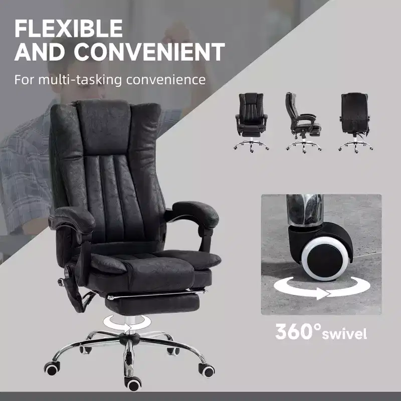 Massage Office Chair with 6 Points and Heat, Reclining Computer Chair with Adjustable Height and Footrest