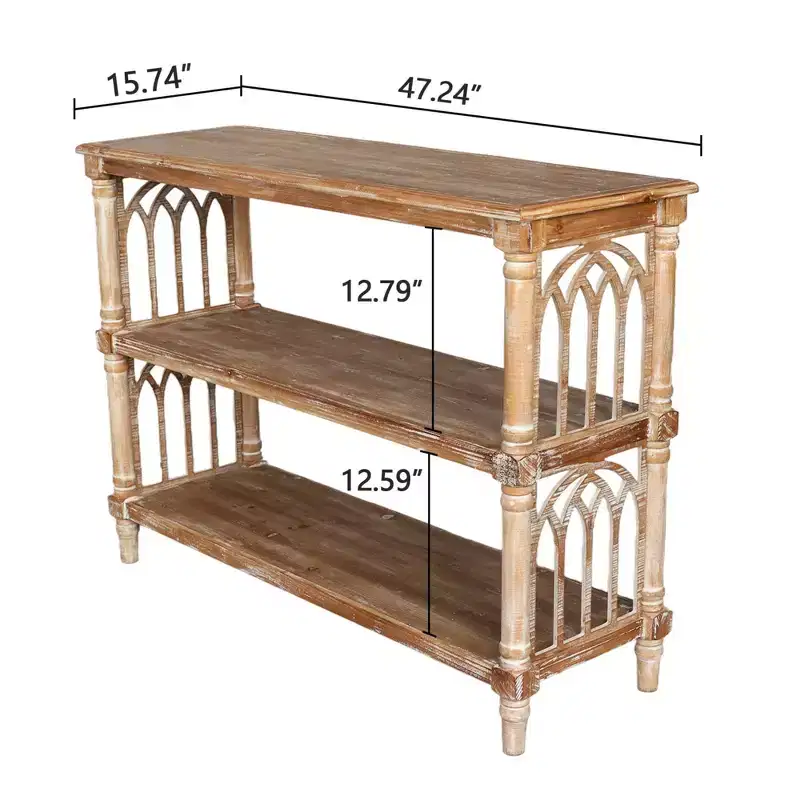 GDFStudio Arthur Gothic Rustic 3-Tier Console Table