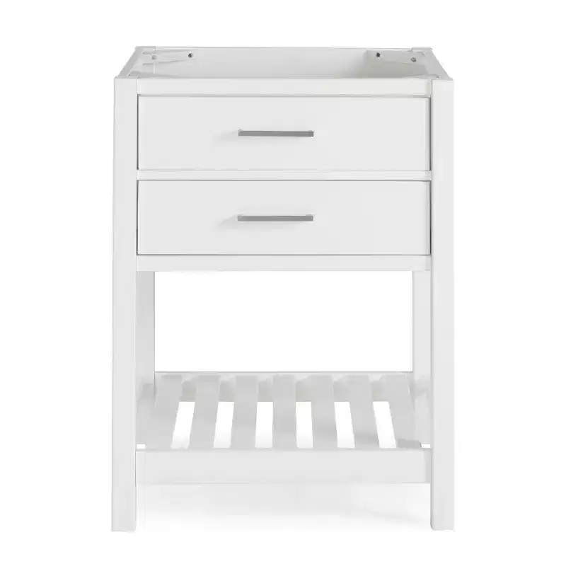 Alaterre Furniture Harrison 24 in. W Vanity Base Cabinet without Top, Bathroom Storage with Soft-Close Drawers, Solid Pine Wood Construction, White