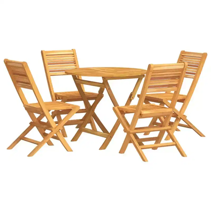 vidaXL Garden Dining Set Natural Teak Teak Wood Medium Foldable