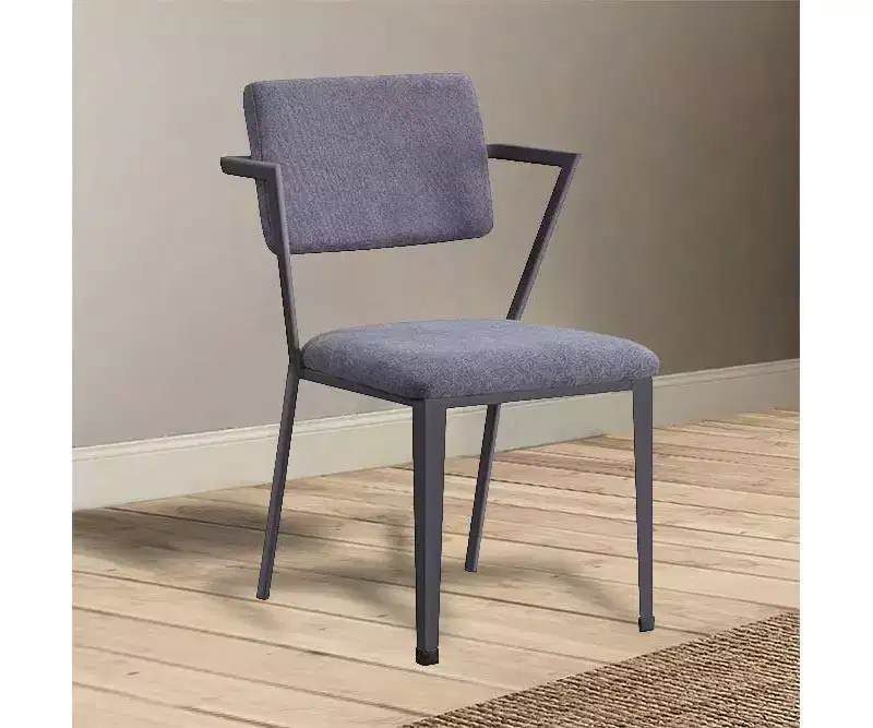 Acme Furniture 24 Cargo Fabric Chair Gray/Gunmetal: Linen Upholstery, Metal Frame, Tufted Design