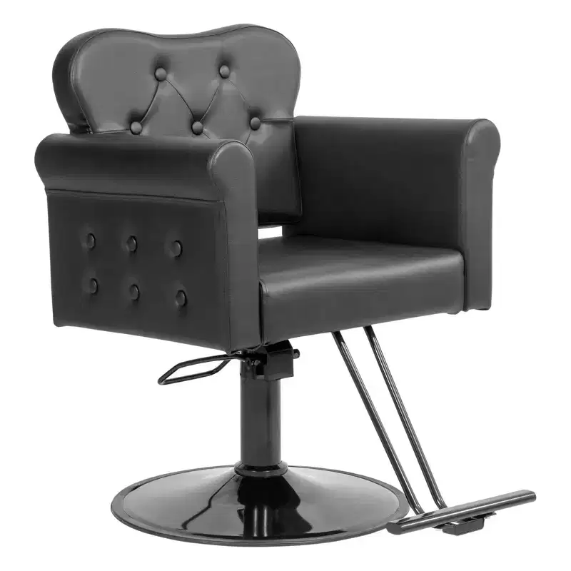 Karl Home Black Gold Heavy Duty Hydraulic Swivel Hair Stylist Salon Chair with Button Tufting
