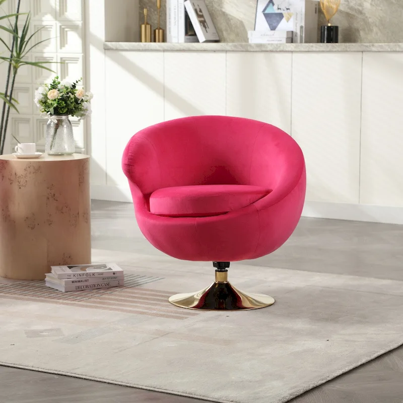 Velvet 360 Degree Swivel Left Cuddle Barrel Accent Chairs
