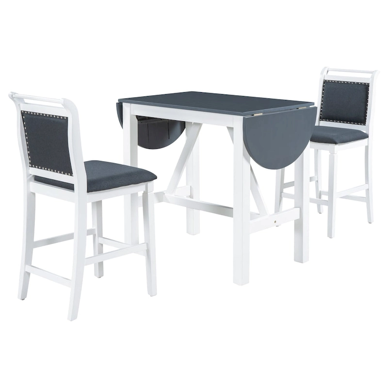 3-Piece Wood Counter Height Drop Leaf Dining Table Set