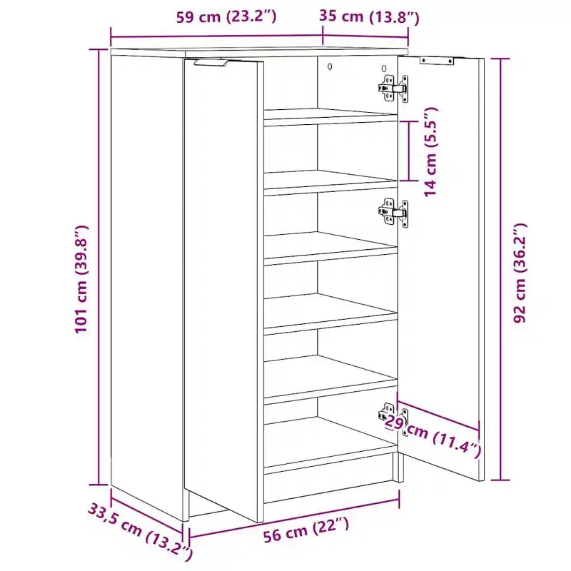 vidaXL Shoe Cabinet Sonoma Oak Engineered Wood Medium Shoe Cabinet
