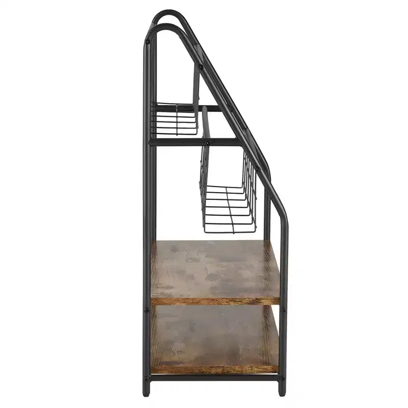 2-Tier Metal Frame Freestanding Bookshelf & Magazine Rack for Small Spaces