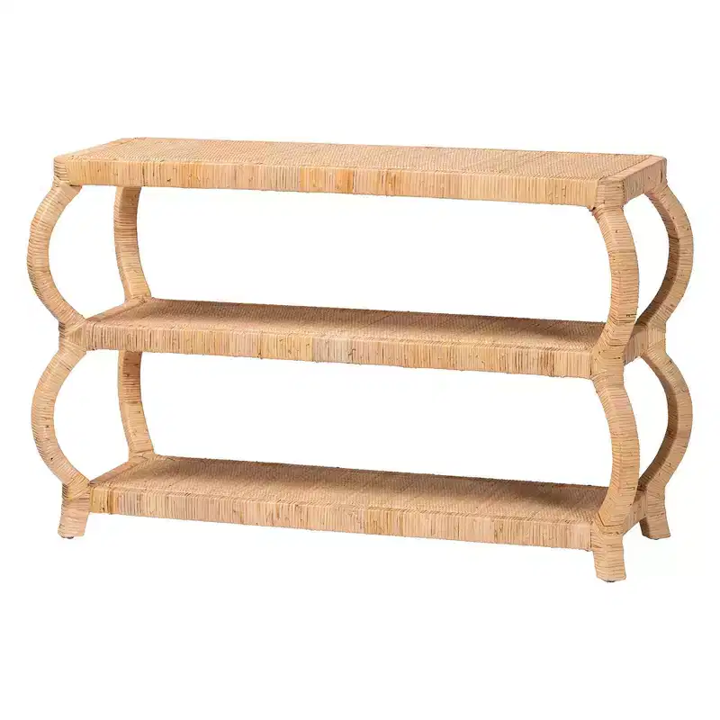 bali & pari Dalida Rattan 3 Tier Console Table Natural