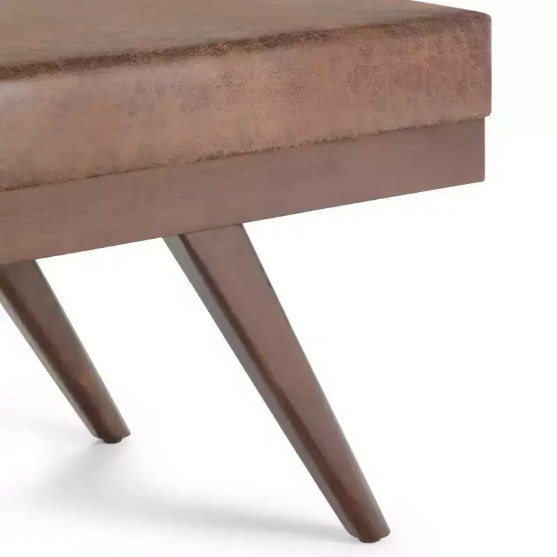 48 Nadine Mid Century Ottoman Bench Faux Air Leather - Wyndenhall