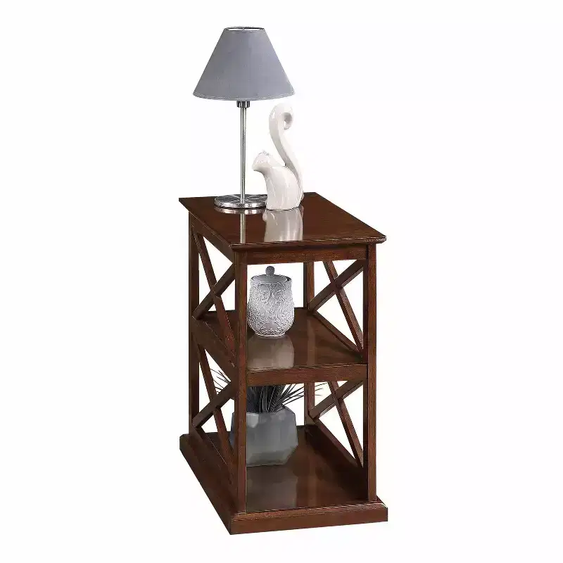 HomeStock 25 in.H Brown Color Rectangle Wood Table Top End Table 1 -piece