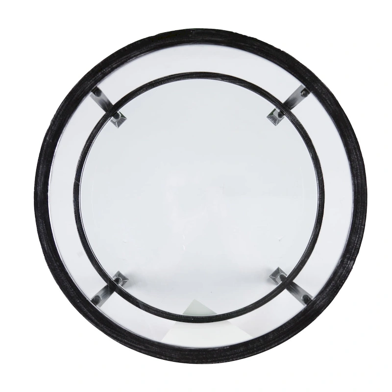 HomeRoots 24 Black Glass And Iron Round End Table - 24x24x24