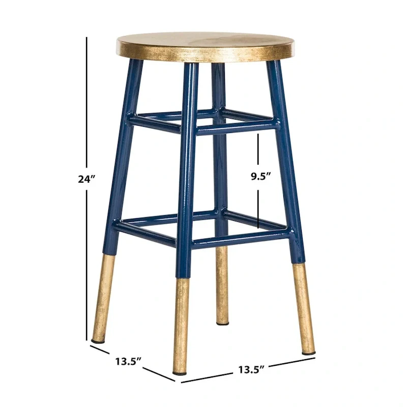 24-Inch Counter Stool, Navy Gold Black Red White Two-Tone, 14
