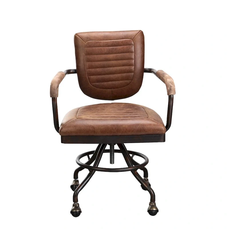 Aurelle Home Rustic Vintage Soft Brown Leather Desk Chair