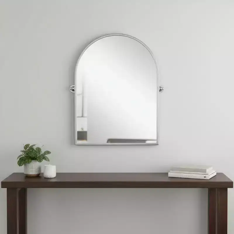 36 Silver Metal Arch Tilting Framed Accent Mirror