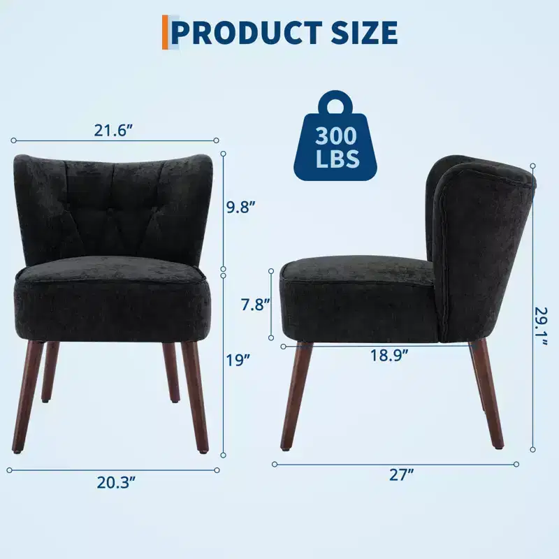 COZONY Modern Wingback Accent Chair, Upholstered Fabric Single Sofa Chair with Lounge Seat & Wood Legs for Living Room, Office, Bedroom 1 PCS