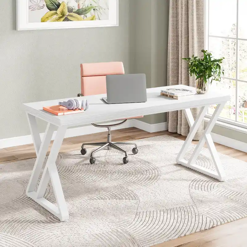 55-Inch Computer Desk with Z-Shape Metal Legs